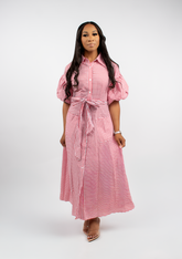 Blessed Bubble Sleeve Shirt Dress