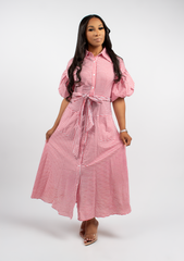 Blessed Bubble Sleeve Shirt Dress